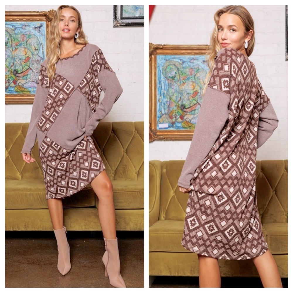 29 Boho Color block Midi Dress